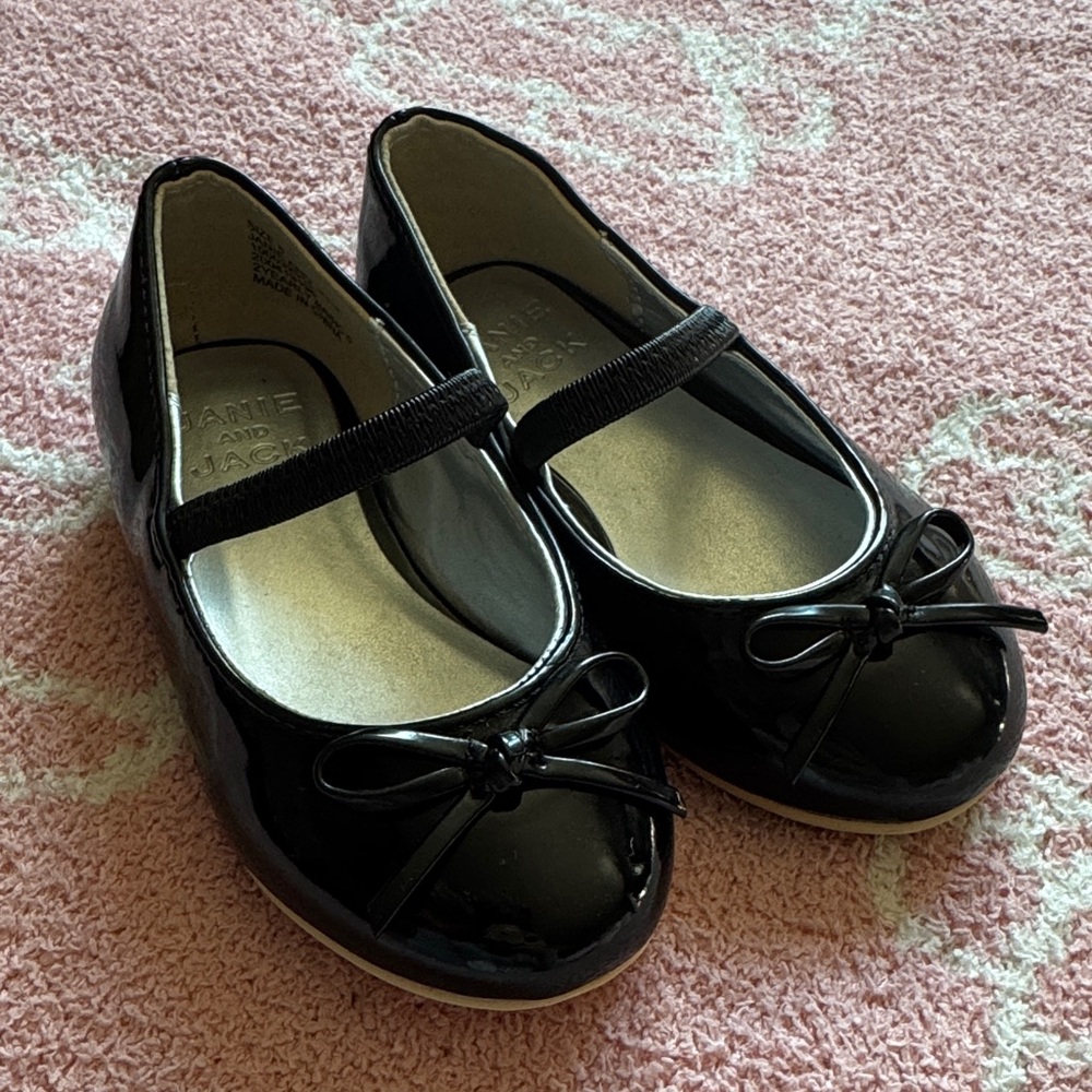 Janie and Jack Black Patent Bow Ballet Dress Shoes